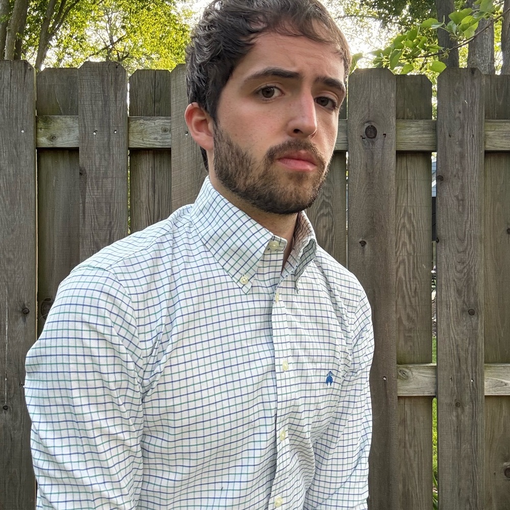 Brooks Brothers Men's Checkered Shirt - White, Green, and Blue